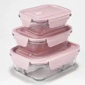 Lot de 3 Boîtes de Conservation Alimentaire en Verre Hermétiques