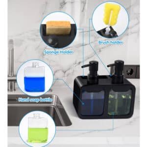 Distributeur Double de Savon avec Porte-Éponge