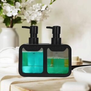 Distributeur Double de Savon avec Porte-Éponge