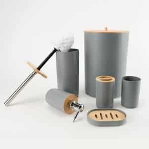Service de Salle de Bain 6 en 1 Élégant avec Finition Effet Bois
