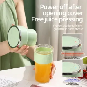 Blender Portable Rechargeable 6 Lames avec Paille Intégrée