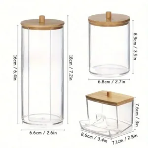 Boîte de Rangement de Coton de Maquillage 3 Pièces