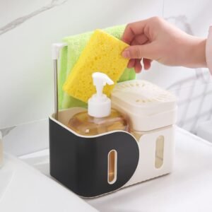 distributeur de savon avec porte éponge intégré