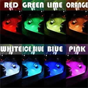 Kit Éclairage LED RGB Intérieur Voiture avec Télécommande – 4 Bandes LED