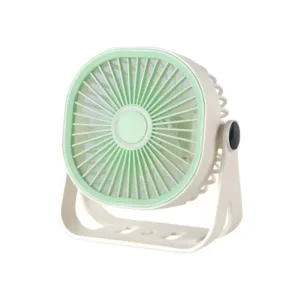 Mini ventilateur de bureau portable USB rechargeable avec support inclinable réglable.