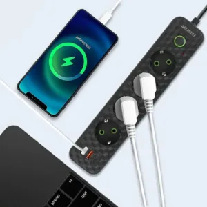 Multiprise Parasurtenseur 4 Prises + USB & USB-C Charge Rapide