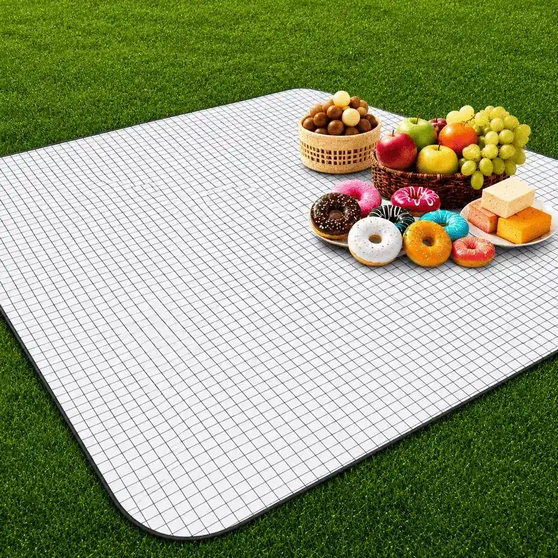 nappe-de-pique-nique-impermeable-blanc-noir Nappe de Pique Nique Imperméable et Pliable pour Extérieur