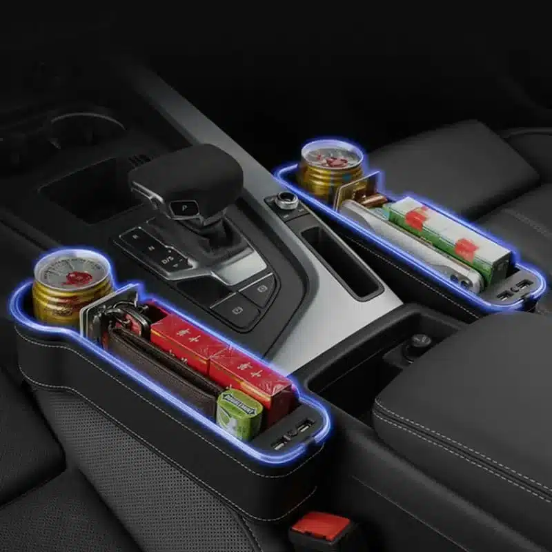 organisateur-de-siege-de-voiture-led Organisateur de siège de voiture LED avec double USB - 1 pièce