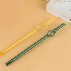 Pailles en Verre Ananas Réutilisables – Lot de 2
