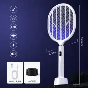 Raquette Électrique Anti Moustiques Rechargeable avec LED