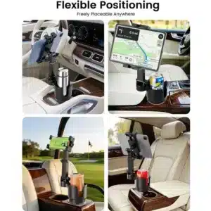 Support Tablette et Téléphone pour Porte-Gobelet de Voiture 360° Réglable