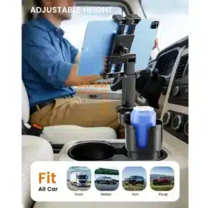 Support Tablette et Téléphone pour Porte-Gobelet de Voiture 360° Réglable