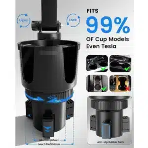 Support Tablette et Téléphone pour Porte-Gobelet de Voiture 360° Réglable