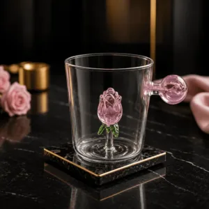 Tasse en Verre Rose Élégance