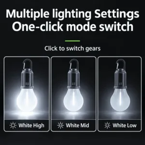 Ampoule LED Rechargeable Portable avec Crochet – Lampe de Camping USB
