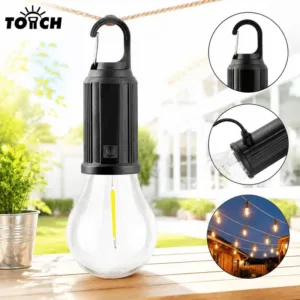 Ampoule LED Rechargeable Portable avec Crochet – Lampe de Camping USB