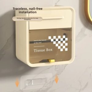 Boîte Porte Papier Toilette Murale avec Étagère de Rangement