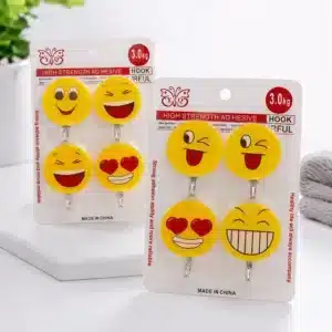 Crochets Adhésifs Emoji 3 kg – Lot de 4 Crochets Muraux Sans Perçage