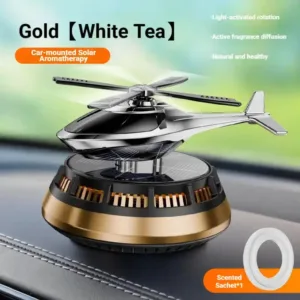 Diffuseur de Parfum Solaire pour Voiture en Forme d'Hélicoptère – Rotation Automatique
