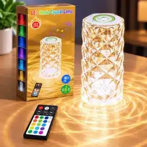 Lampe LED Cristal Bluetooth avec Haut-Parleur et Télécommande