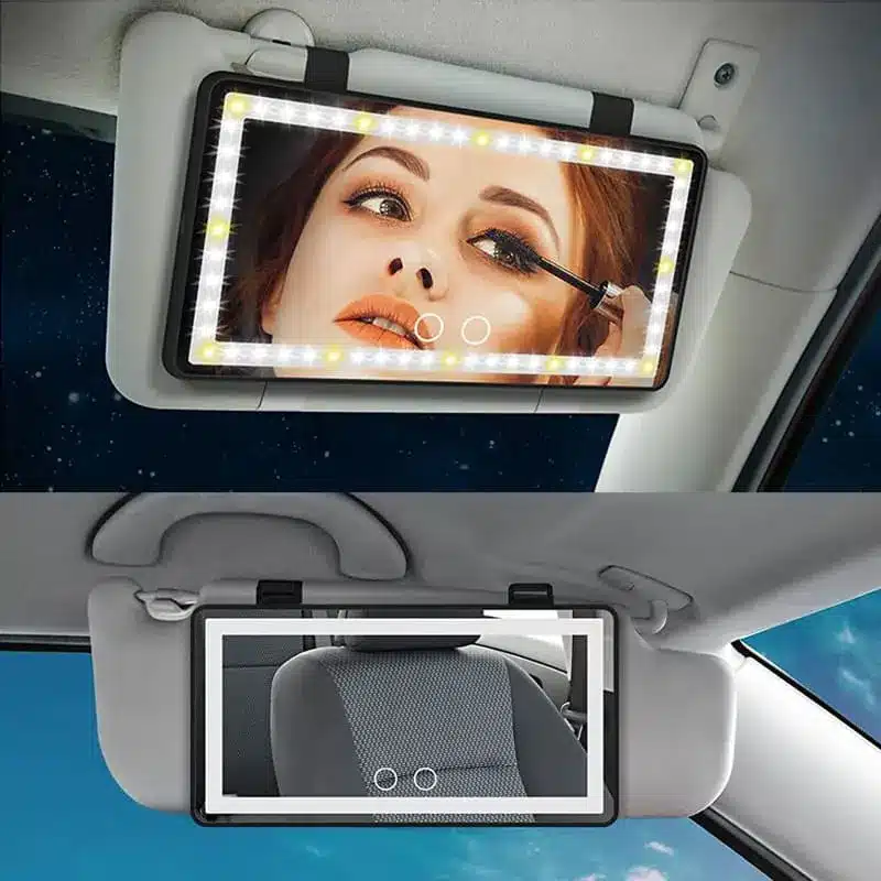 miroir-de-pare-soleil-led-pour-voiture Miroir de Pare Soleil LED pour Voiture – Miroir Maquillage Pliable avec Éclairage Tactile