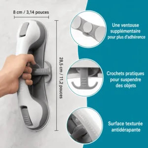Poignée de Sécurité à Ventouses pour Salle de Bain