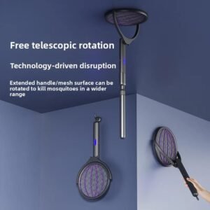 Raquette Électrique Anti Moustiques Télescopique 3 en 1 Rechargeable