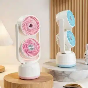Ventilateur de bureau double tête avec brumisateur