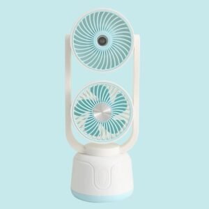 Ventilateur de bureau double tête avec brumisateur