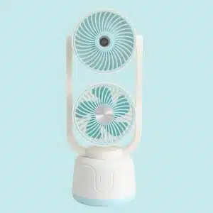 Ventilateur de bureau double tête avec brumisateur