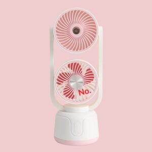 Ventilateur de bureau double tête avec brumisateur