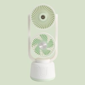 Ventilateur de bureau double tête avec brumisateur