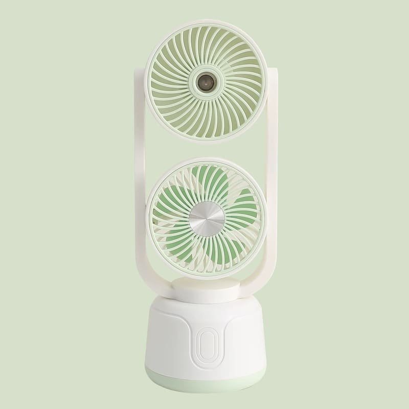 ventilateur-de-bureau-double-tete-avec-brumisateur-vert Ventilateur de bureau double tête avec brumisateur