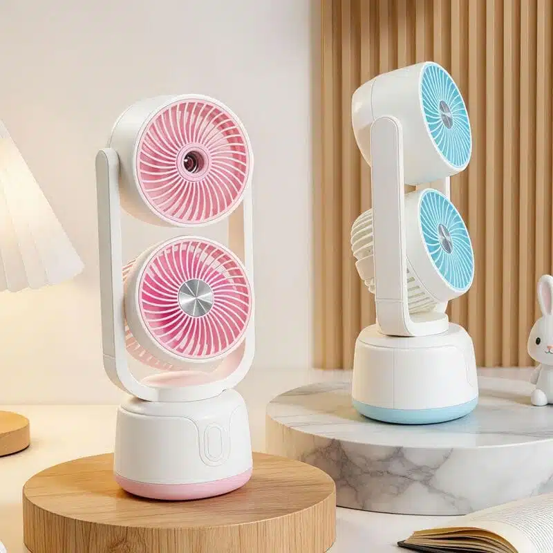 ventilateur-de-bureau-double-tete-avec-brumisateur Ventilateur de bureau double tête avec brumisateur