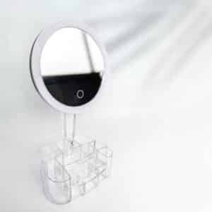 Miroir de Maquillage Rond avec Compartiment de Rangement