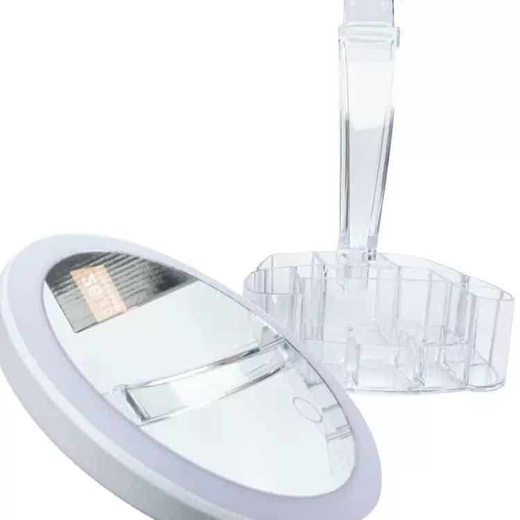 Miroir de Maquillage Rond avec Compartiment de Rangement