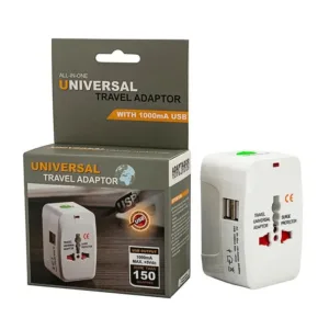 Adaptateur Universel de Voyage avec Double Port USB – Compatible Plus de 150 Pays