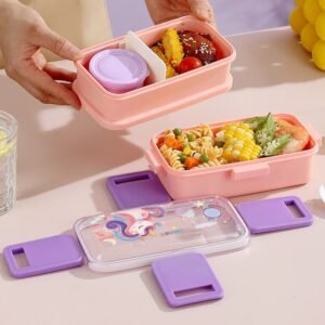Boîte à déjeuner pour enfants à 2 compartiments – Lunch Box portable avec couvercle hermétique