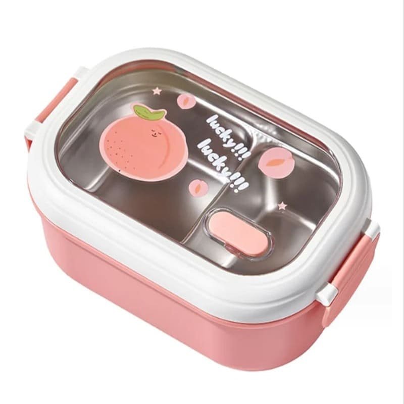 boite-a-lunch-en-acier-inoxydable-avec-compartiments-rose Boîte à Lunch en Acier Inoxydable avec Compartiments – Lunch Box Hermétique Réutilisable pour Enfants et Adultes