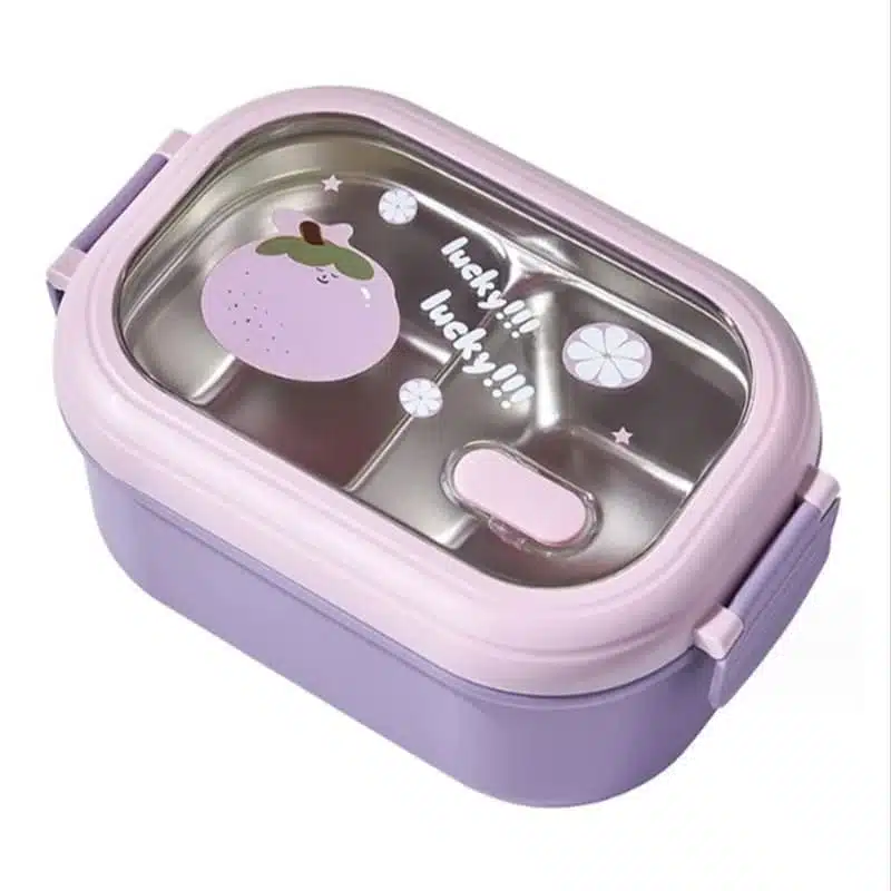 boite-a-lunch-en-acier-inoxydable-avec-compartiments-violet Boîte à Lunch en Acier Inoxydable avec Compartiments – Lunch Box Hermétique Réutilisable pour Enfants et Adultes