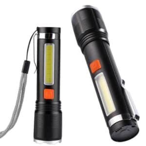 Lampe Torche LED Rechargeable USB COB avec Zoom – Torche Puissante Multifonction avec Aimant au Maroc