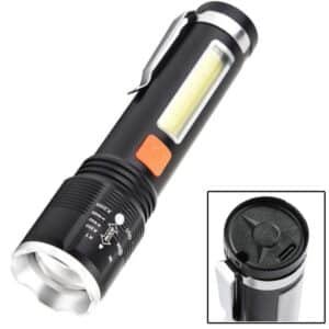 Lampe Torche LED Rechargeable USB COB avec Zoom – Torche Puissante Multifonction avec Aimant au Maroc
