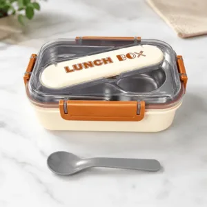 Lunch Box Compartimentée en Acier Inoxydable avec Couverts – Boîte Repas Hermétique pour École, Bureau et Voyages