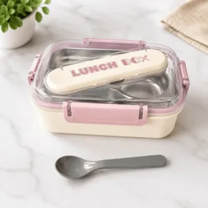 Lunch Box Compartimentée en Acier Inoxydable avec Couverts – Boîte Repas Hermétique pour École, Bureau et Voyages
