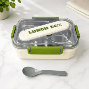 Lunch Box Compartimentée en Acier Inoxydable avec Couverts – Boîte Repas Hermétique pour École, Bureau et Voyages
