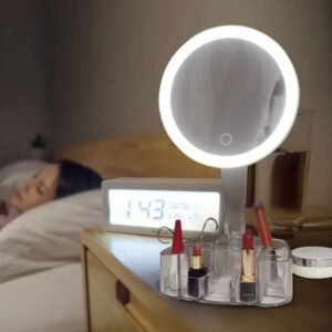 Miroir Maquillage LED avec Organisateur de Cosmétiques – Éclairage Lumineux