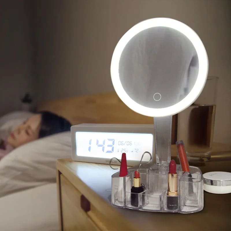 miroir-maquillage-led-3 Miroir Maquillage LED avec Organisateur de Cosmétiques – Éclairage Lumineux