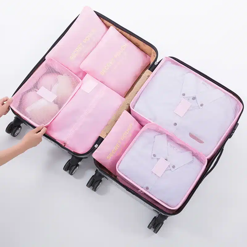 set-de-7-organisateurs-de-valise-rose Set de 7 Organisateurs de Valise – Sacs de Rangement pour Voyage