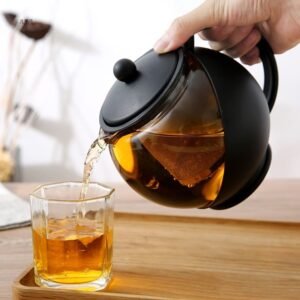 Théière en Verre avec Infuseur Inox Amovible et Poignée Ergonomique