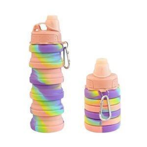 Gourde Pliable en Silicone avec Mousqueton – Bouteille Rétractable Réutilisable